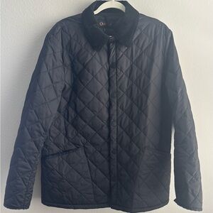 Quince Diamond Quilted  Corduroy Collar Black Barn Jacket large